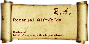 Rozsnyai Alfréda névjegykártya